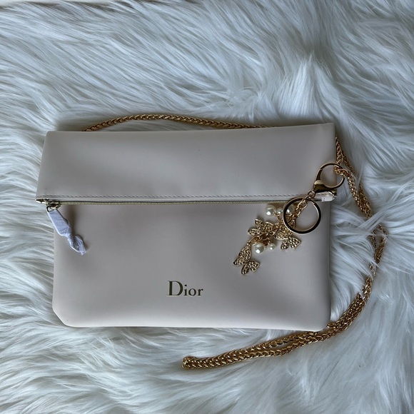 Dior cosmetic pouch in blush color with free unbranded chain and charm - Picture 1 of 6